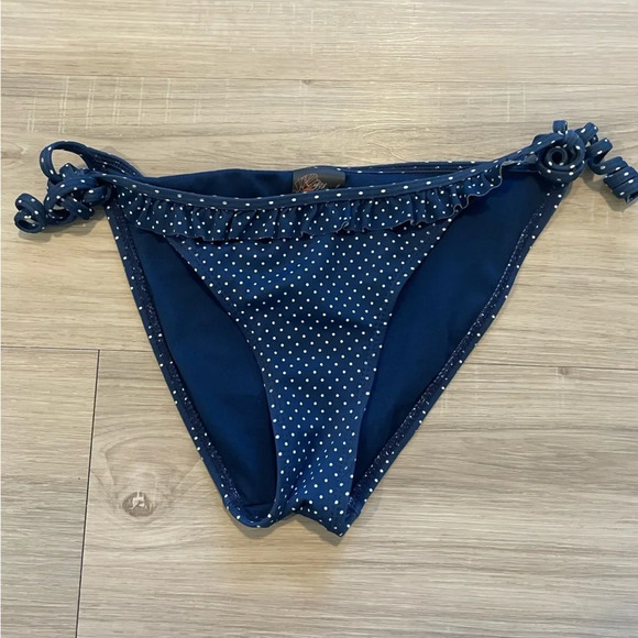 Black Poppy Other - Black Poppy blue and white polka dot side tie cheeky bikini bottom medium